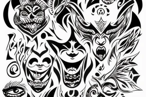 Oni mask of a good demon or an angel tattoo idea