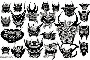 Oni mask of a good demon or an angel tattoo idea