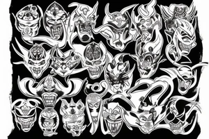 Oni mask of a good demon or an angel tattoo idea