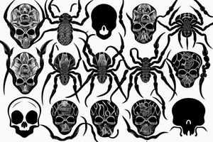 sea creature like spider with body like skull and with longfish fin tattoo idea