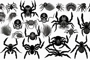 sea creature like spider with body like skull and with longfish fin tattoo idea