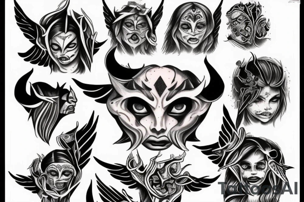 face of a good demon or an angel tattoo idea
