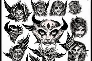 face of a good demon or an angel tattoo idea