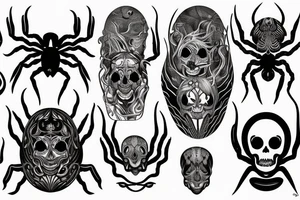 sea creature like spider with body like skull and with longfish fin tattoo idea