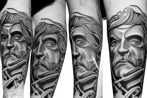 Greek tattoo with scupltures tattoo idea