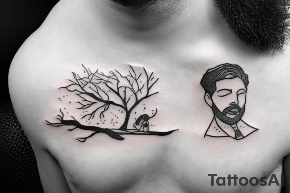 Man sleeping under a tree tattoo idea
