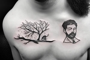 Man sleeping under a tree tattoo idea