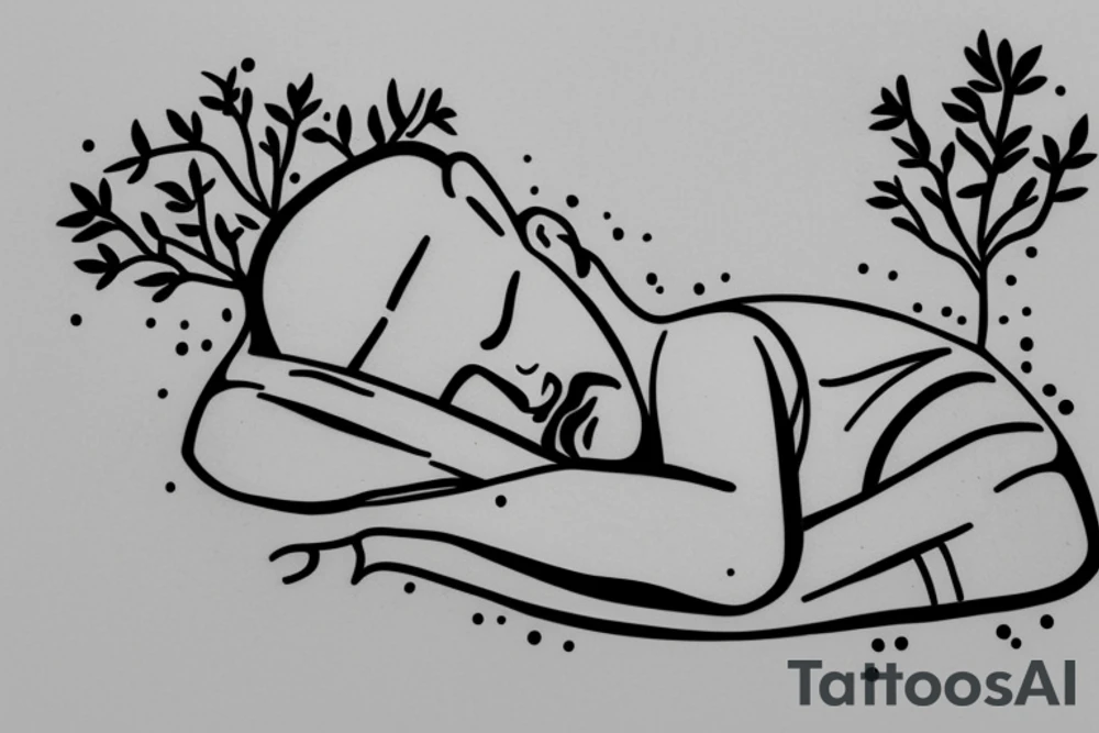 Man sleeping below a tree tattoo idea