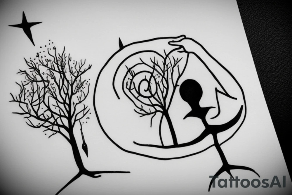 Man sleeping below a tree tattoo idea