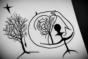 Man sleeping below a tree tattoo idea