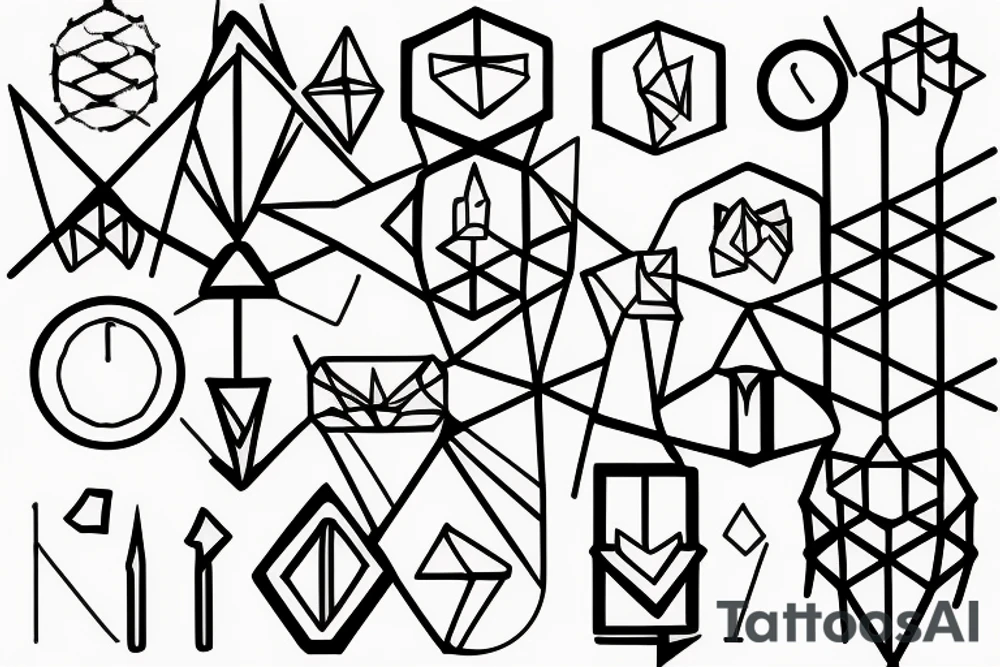 self care icon with geometric lines tattoo idea