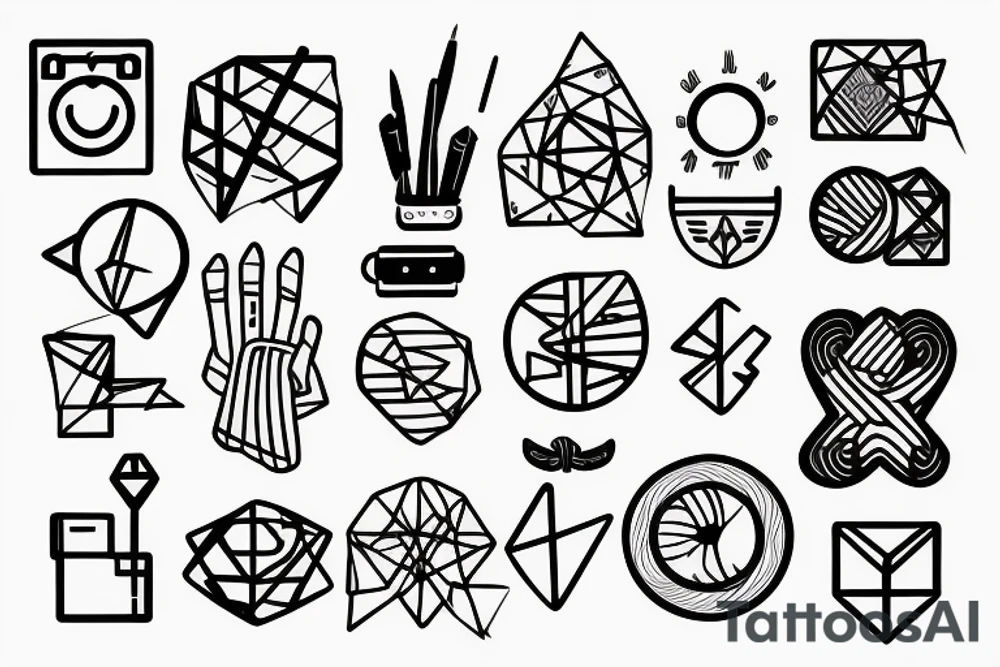 self care icon with geometric lines tattoo idea