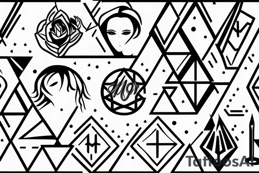 self care icon with geometric lines tattoo idea