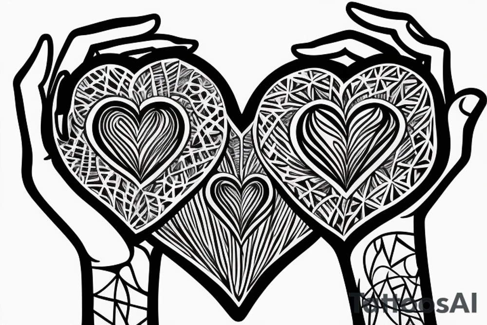 hands holding a heart tattoo idea