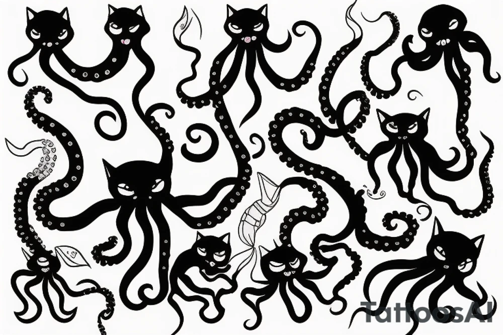 Octopus cat tattoo idea