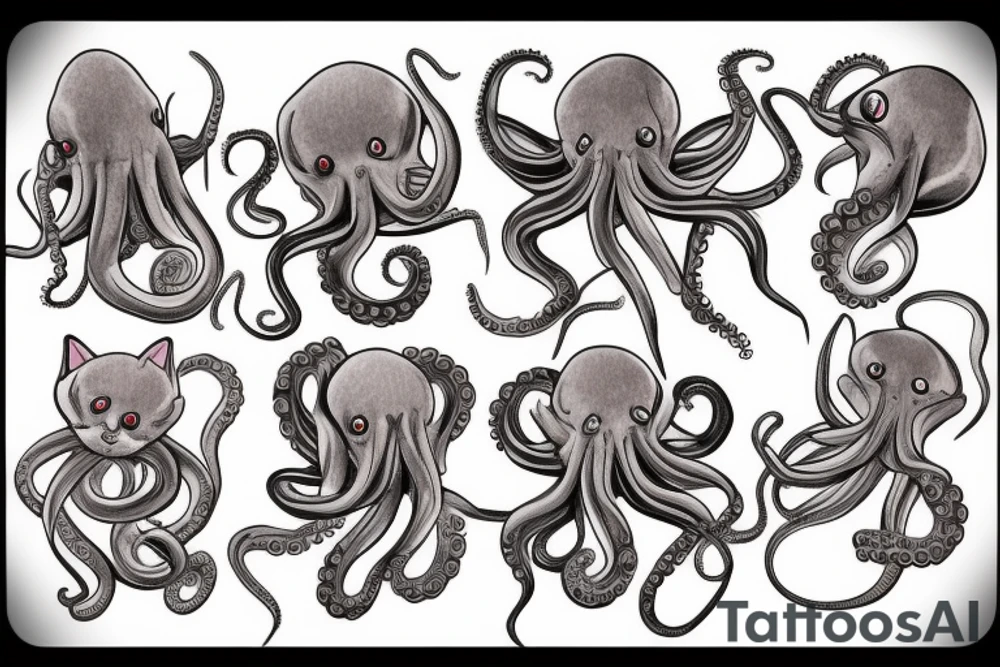 Octopus cat tattoo idea