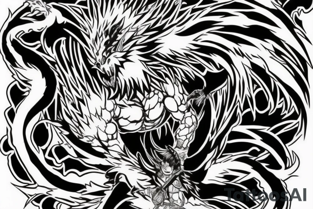 A large dragon like in anime named berserk tattoo idea