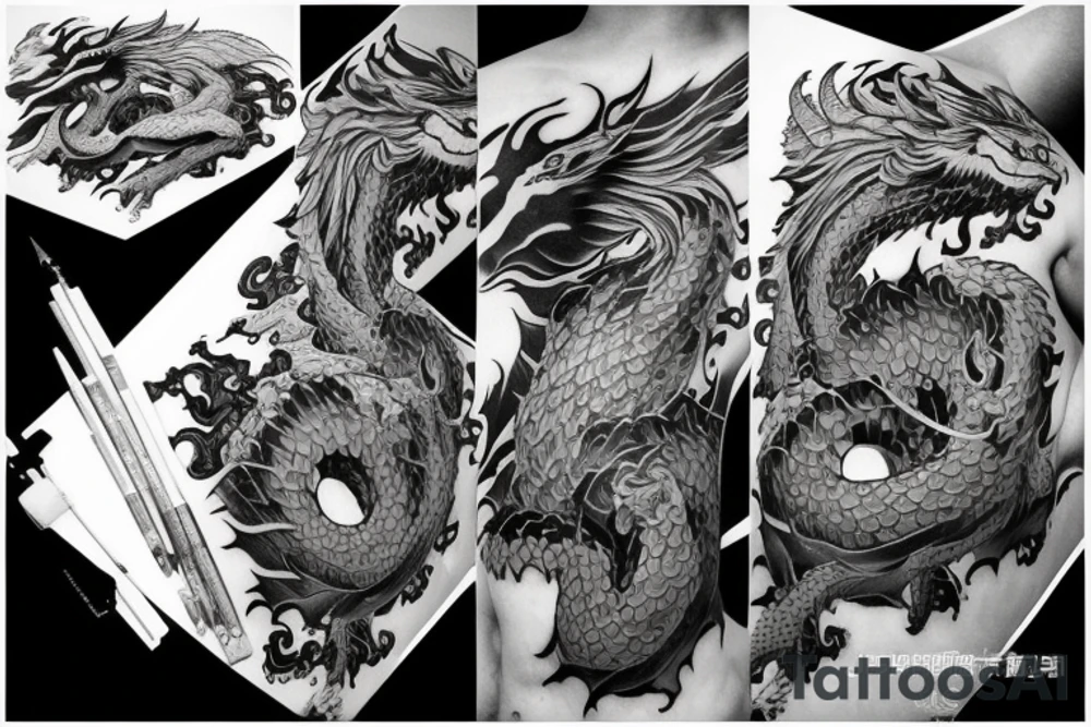 A large dragon like in anime named berserk tattoo idea