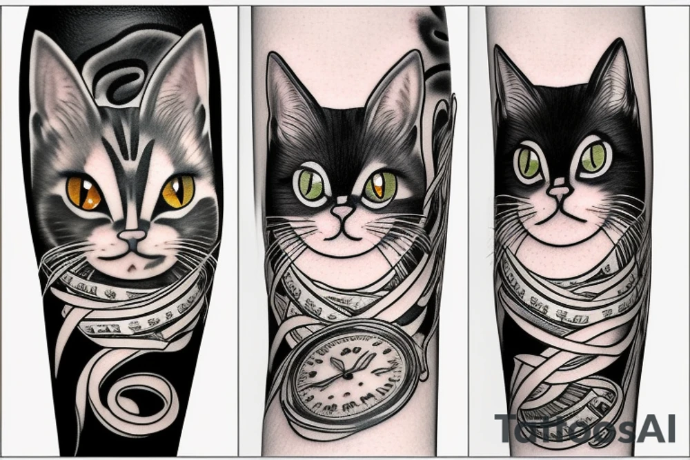 cat with money tattoo idea