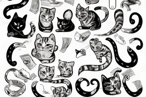 cat with money tattoo idea