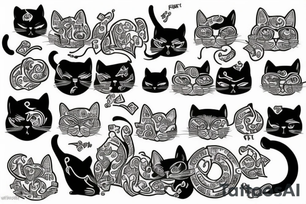 cat with money tattoo idea