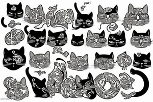 cat with money tattoo idea