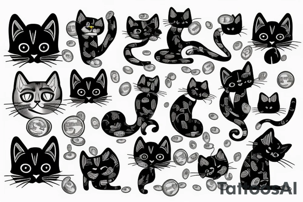 cat with money tattoo idea