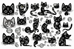 cat with money tattoo idea