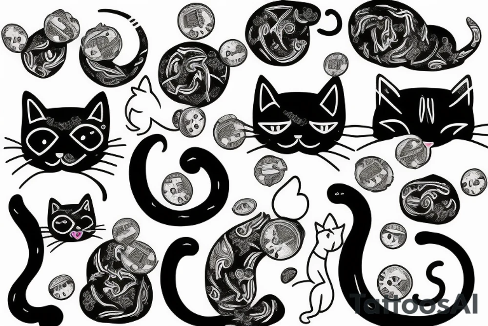 cat with money tattoo idea