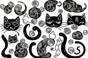 cat with money tattoo idea