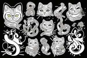 cat with money tattoo idea