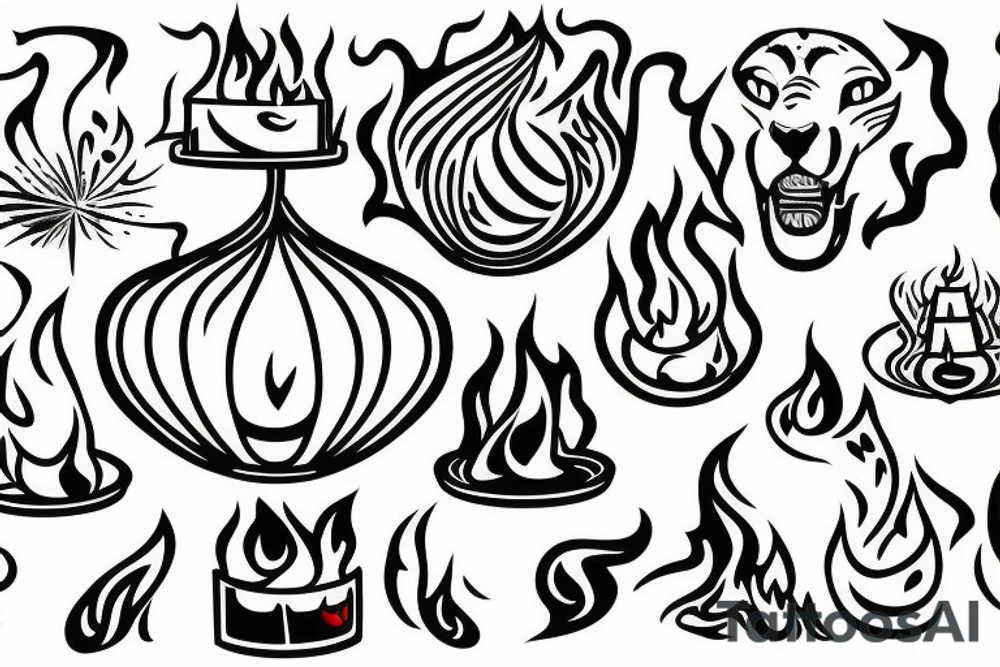 Dome blowen out candles, one stil burning Starts a fire, in the fire you der a cheetah tattoo idea