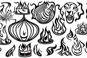 Dome blowen out candles, one stil burning Starts a fire, in the fire you der a cheetah tattoo idea