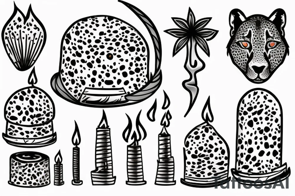 Dome blowen out candles, one stil burning Starts a fire, in the fire you der a cheetah tattoo idea