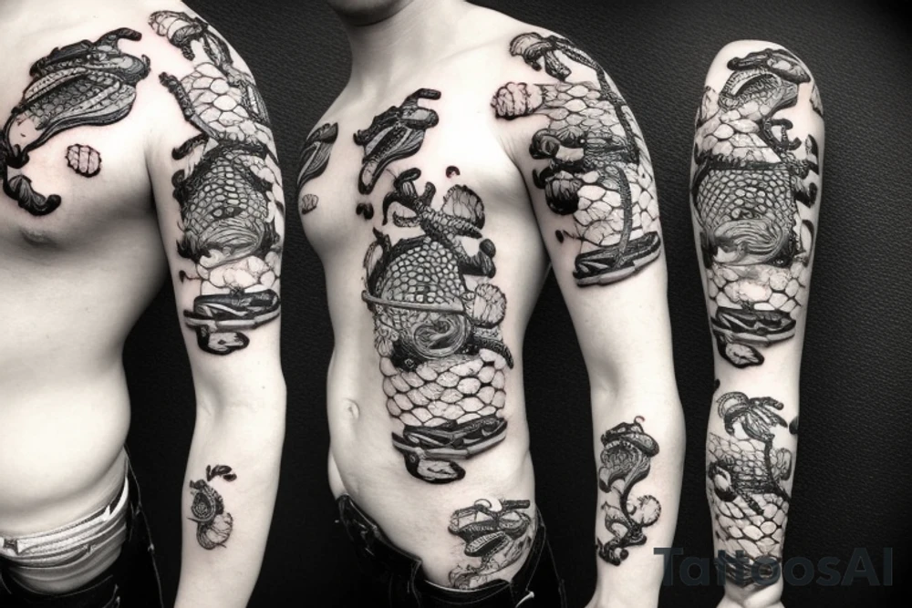 Realism amazon theme with tarantulas and snakes tattoo idea