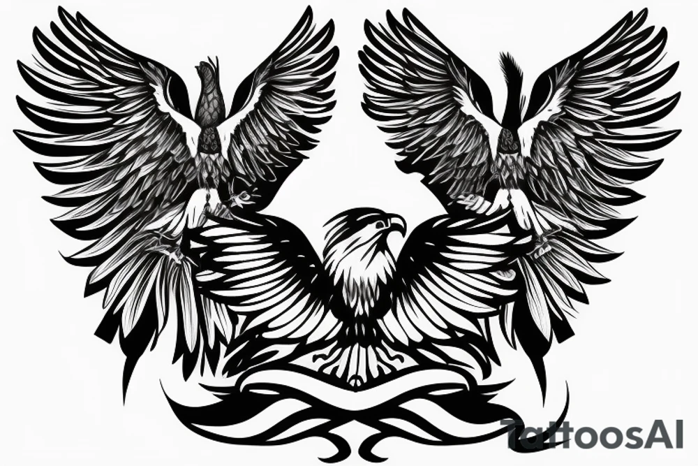 the eagle covers the tower with its wings tattoo idea