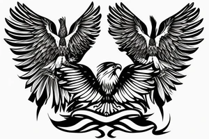 the eagle covers the tower with its wings tattoo idea