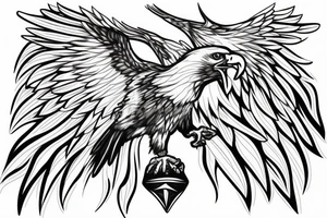 the eagle covers the tower with its wings tattoo idea