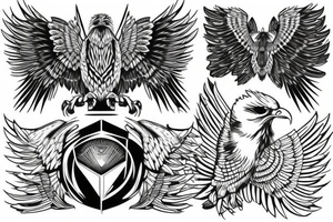 the eagle covers the tower with its wings tattoo idea