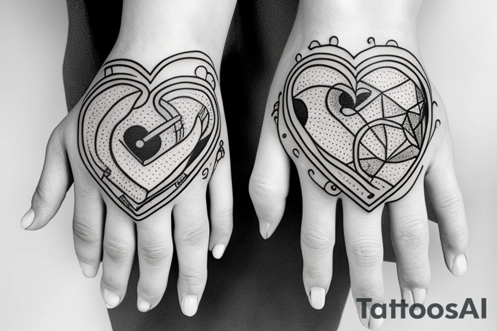 the hand holds a bloody heart tattoo idea