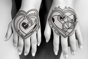 the hand holds a bloody heart tattoo idea