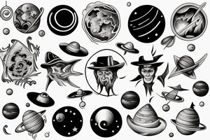 Magician with planets tattoo idea