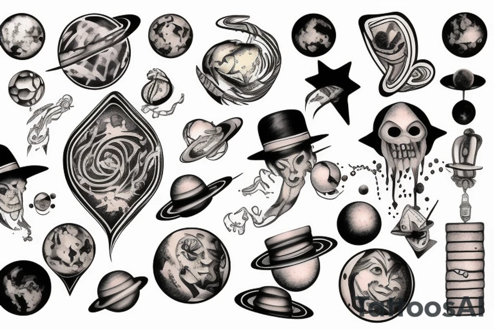Magician with planets tattoo idea