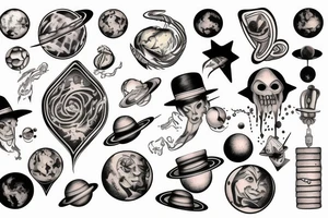 Magician with planets tattoo idea