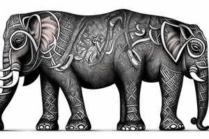 Elephants roaming a chess board with other kings of the jungle as a back piece tattoo idea