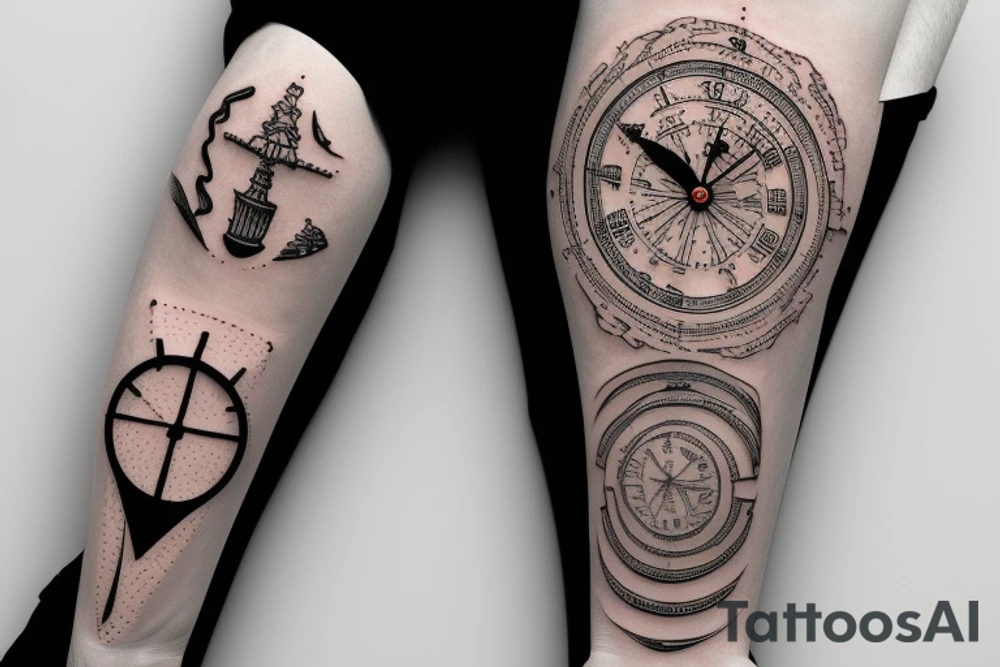 sand clock that top has life that leaks to the bottom of death tattoo idea