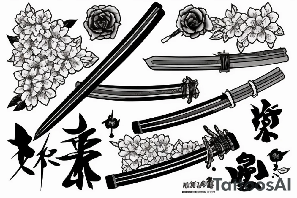 katana with sakura tattoo idea