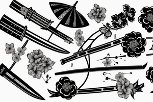 katana with sakura tattoo idea