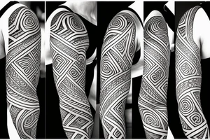 Polynesian minimalist full sleeve tattoo idea