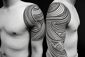 Polynesian minimalist full sleeve tattoo idea